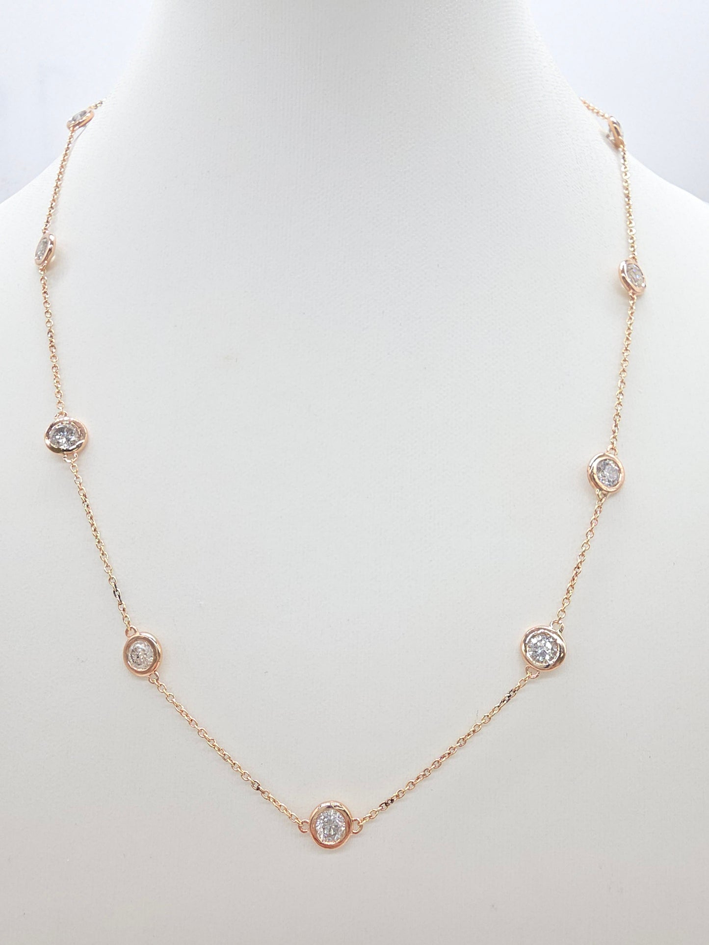 3.12 ct Natural Diamond by the Yard Necklace in 14K Rose Gold