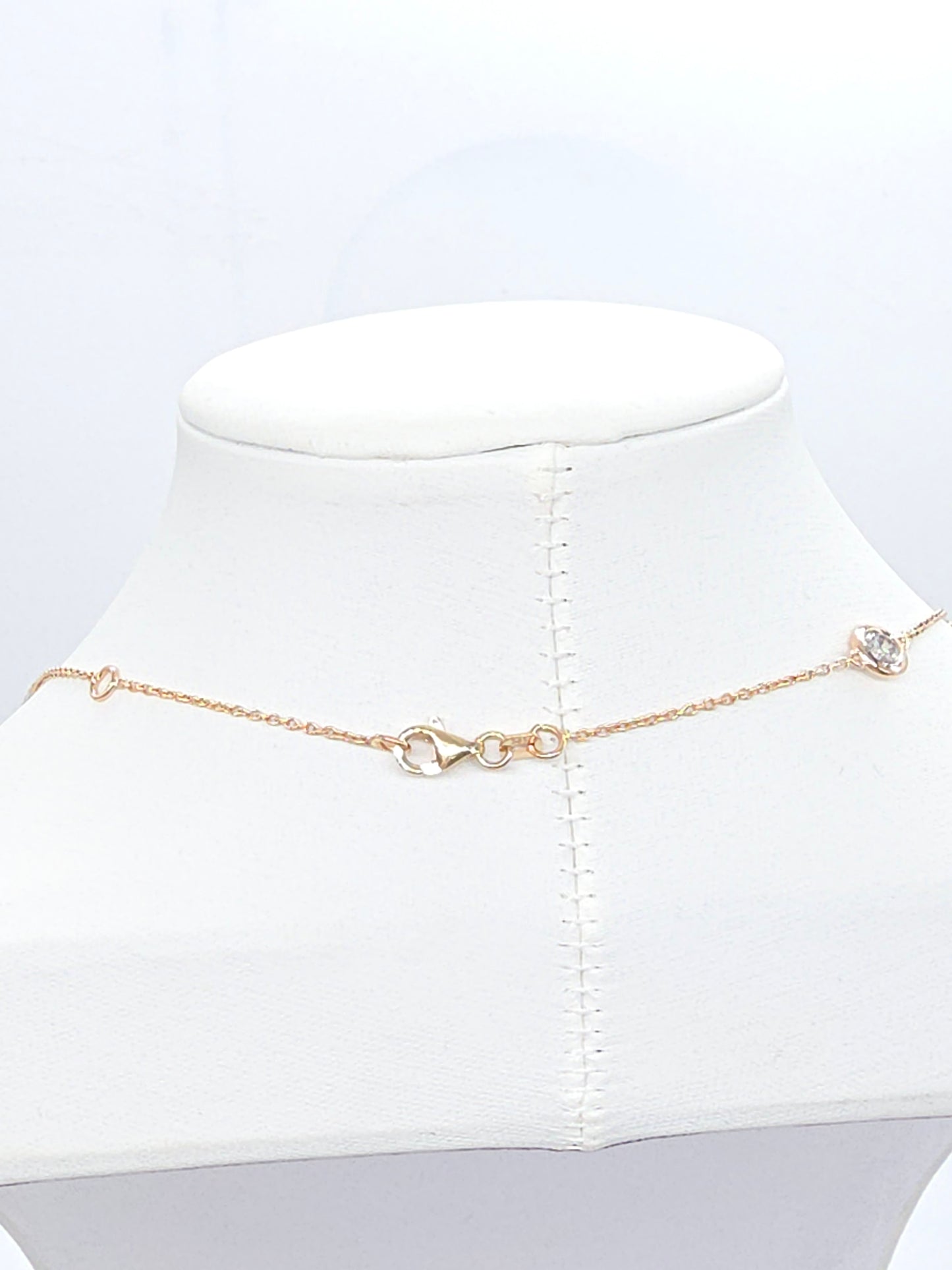 3.12 ct Natural Diamond by the Yard Necklace in 14K Rose Gold