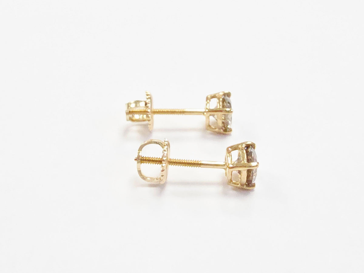 PRICED WHOLESALE 0.92 Carat Natural Round Diamond Studs Yellow Gold 14 Karat