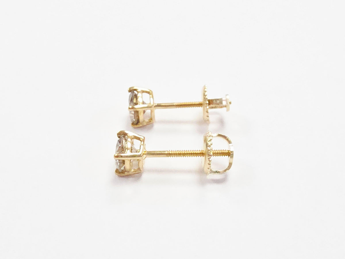 PRICED WHOLESALE 0.92 Carat Natural Round Diamond Studs Yellow Gold 14 Karat