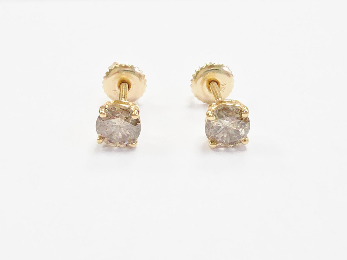 PRICED WHOLESALE 0.92 Carat Natural Round Diamond Studs Yellow Gold 14 Karat