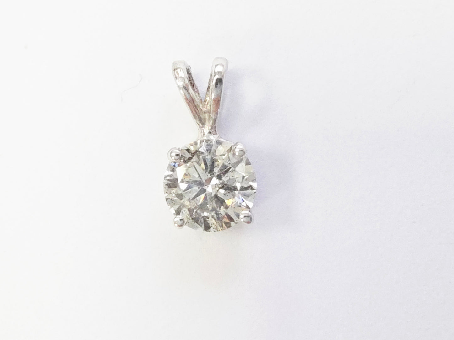 1.02 Carat Round Brilliant Cut Diamond Pendant in 14K White Gold