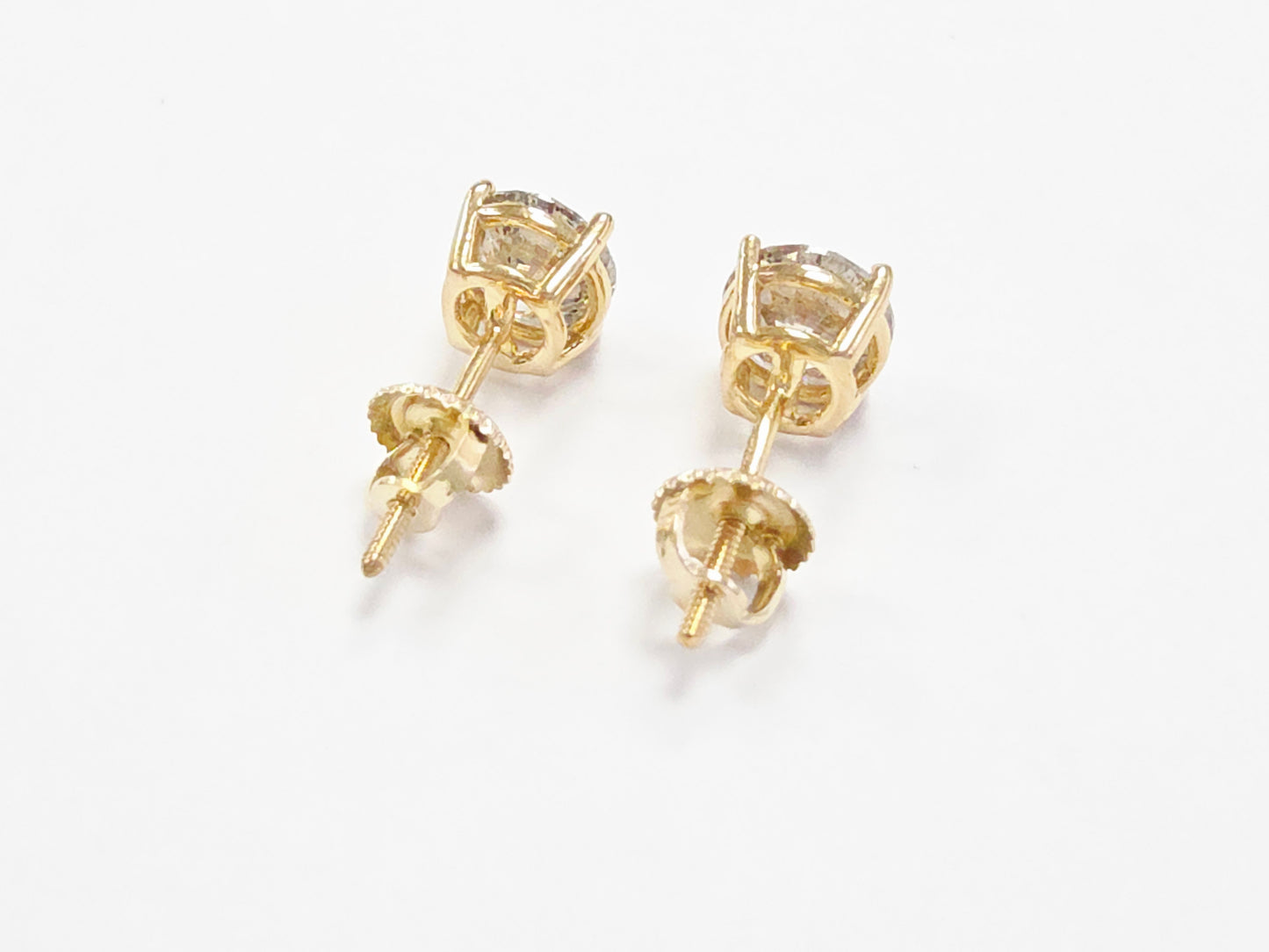 2.32 Carat Natural Round Diamond Studs Yellow Gold 14 Karat