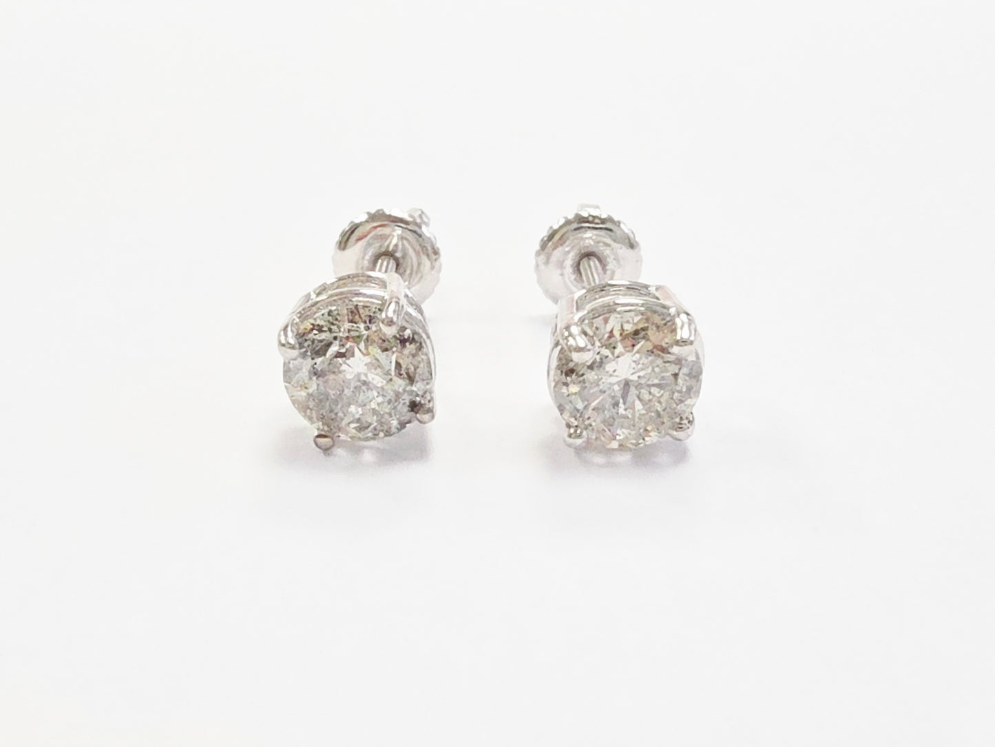 2.10 ct Round Diamond Stud Earrings in 14K White Gold