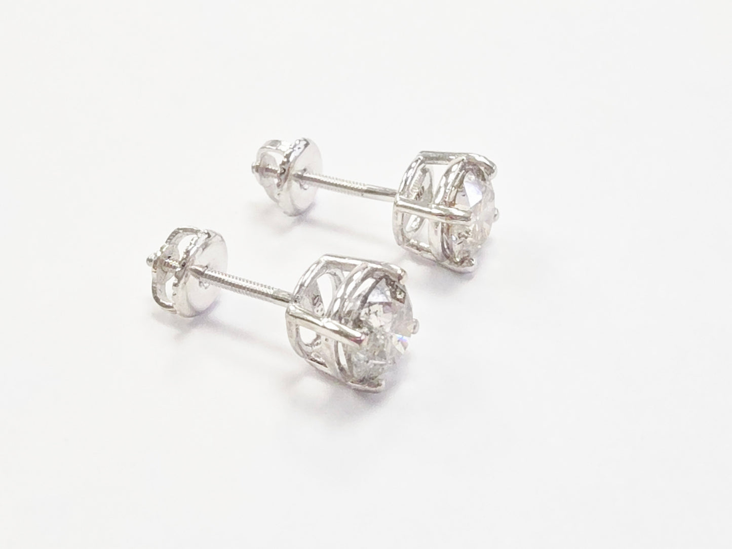 2.10 ct Round Diamond Stud Earrings in 14K White Gold