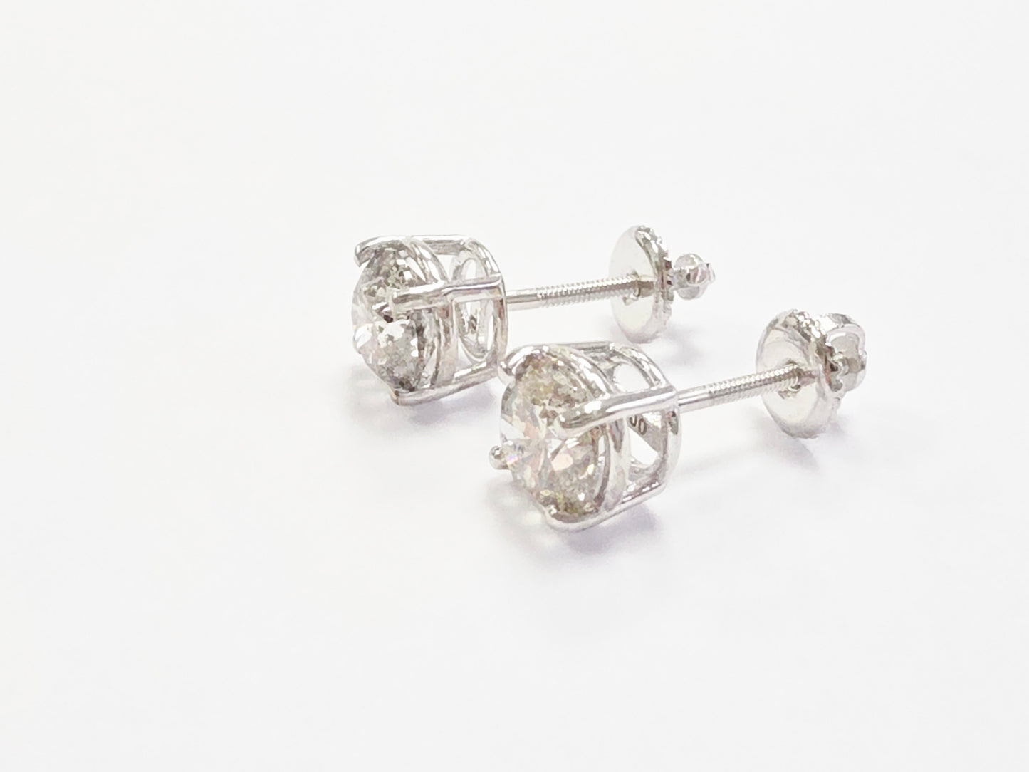 2.10 ct Round Diamond Stud Earrings in 14K White Gold