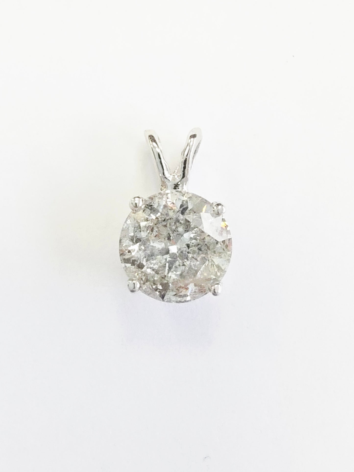 1.56 ct Round Diamond Pendant in 14K White Gold