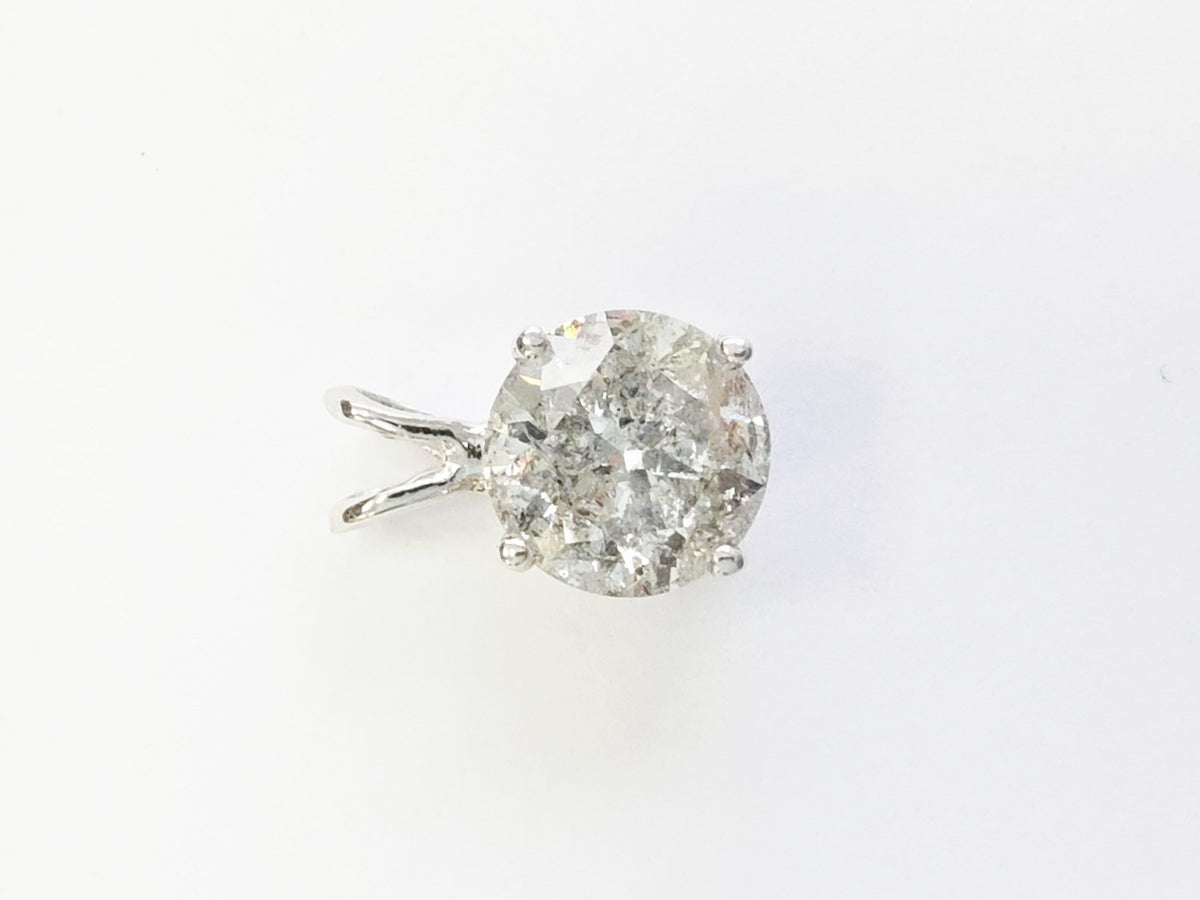 WEEKEND BLOWOUT SALE, 1.56 ct Round Diamond Pendant in 14K White Gold