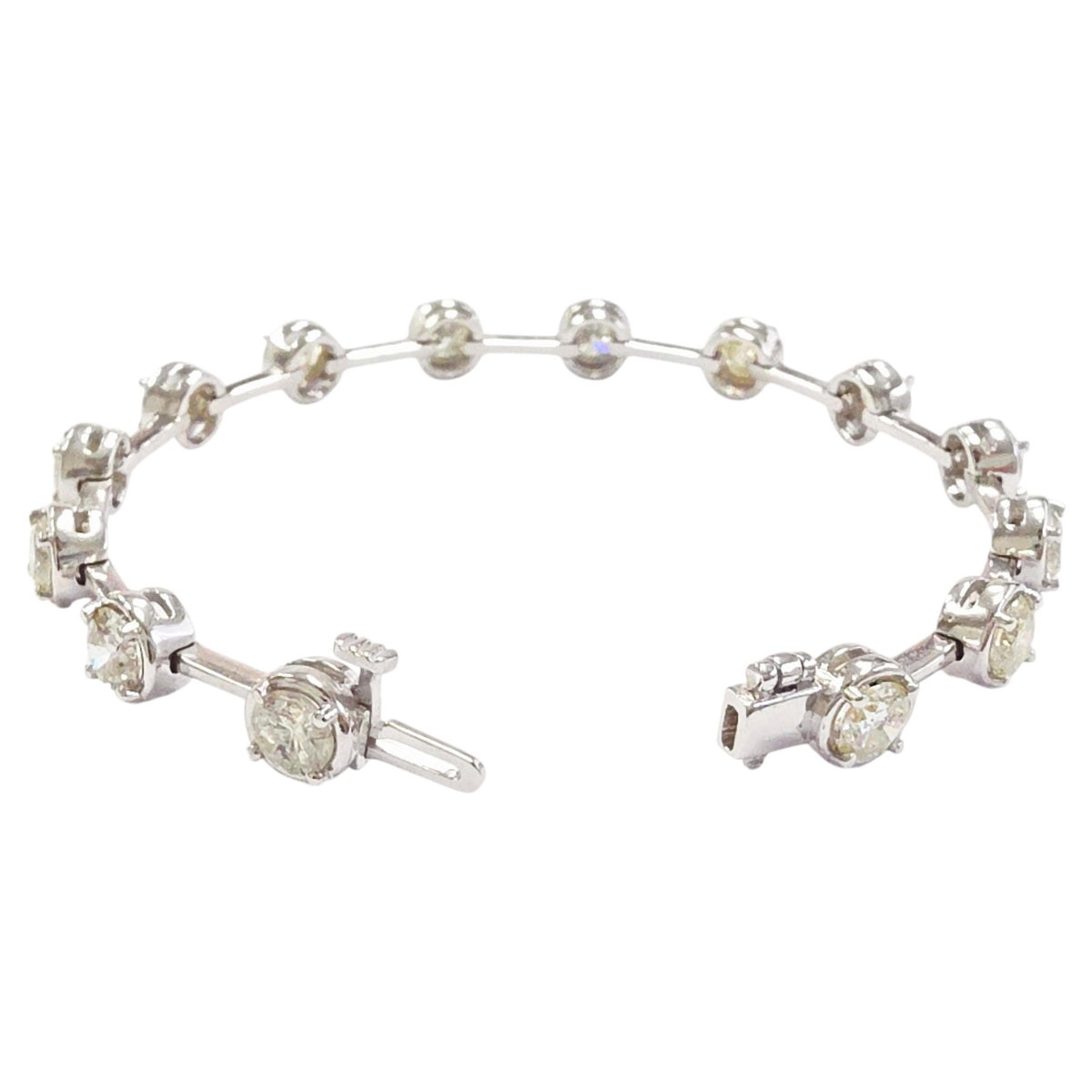 MONTH-LONG SALE, 10.02 Carat Natural Diamond Bar Bracelet 14 Karat White Gold
