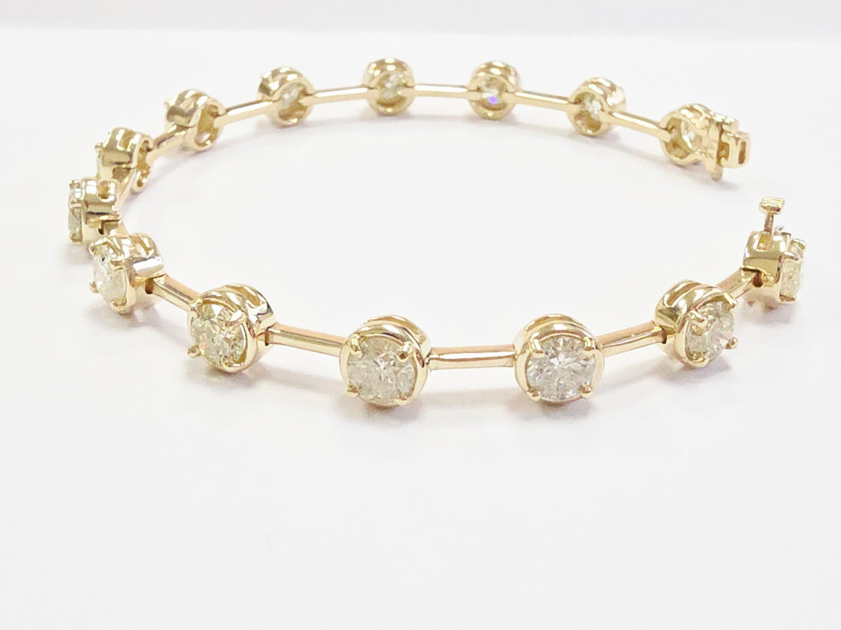 MONTH LONG CLEARANCE, 7.28 Carat Natural Diamond Bar Bracelet 14K Yellow Gold
