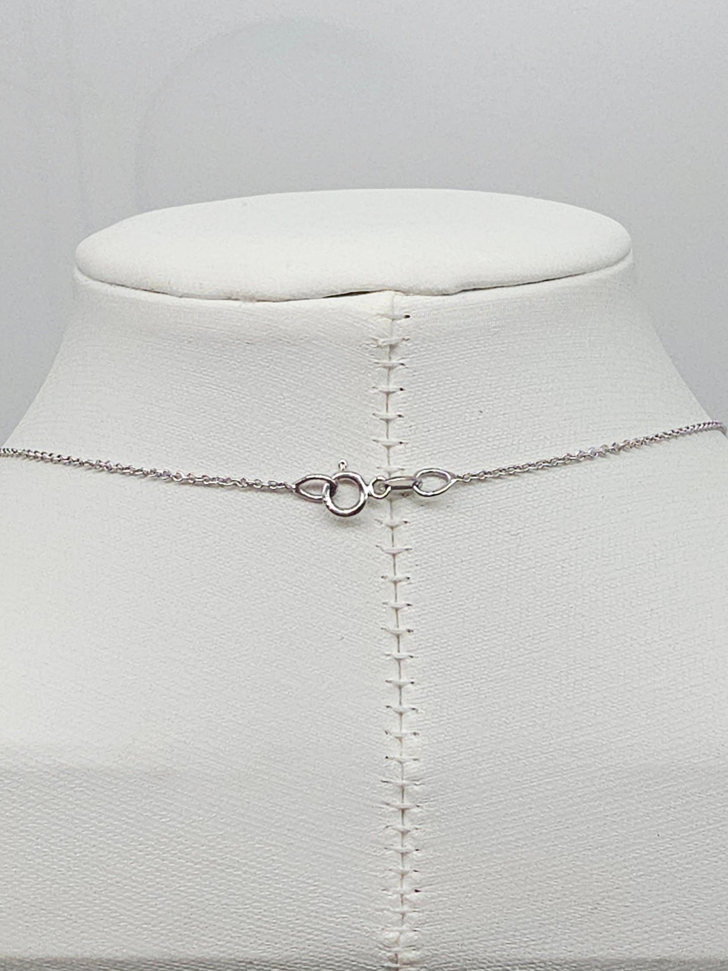 Natural Pink Sapphire Tennis Necklace, 8.02 in 14K White Gold, 17"