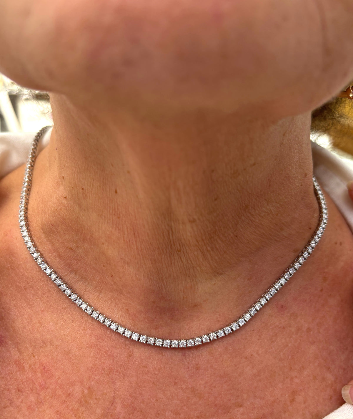 MONTH-LONG BLOWOUT SALE, 10.20 Cts Natural Diamond Necklace 14K White Gold 17''
