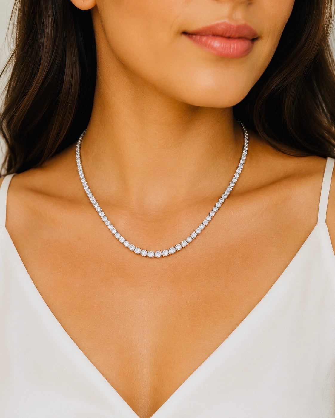 BLOWOUT PRICE-NO OFFERS, 9.60 Cts Natural Diamond Necklace 14K White Gold 16''