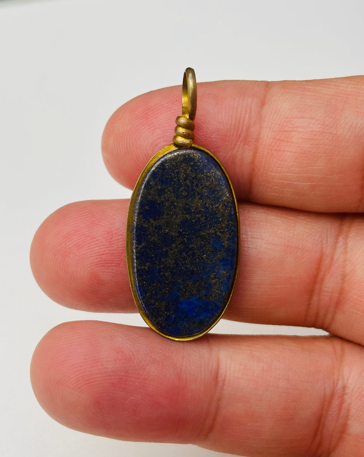 ANTIQUE large 80"s oval shape lapis intense blue color