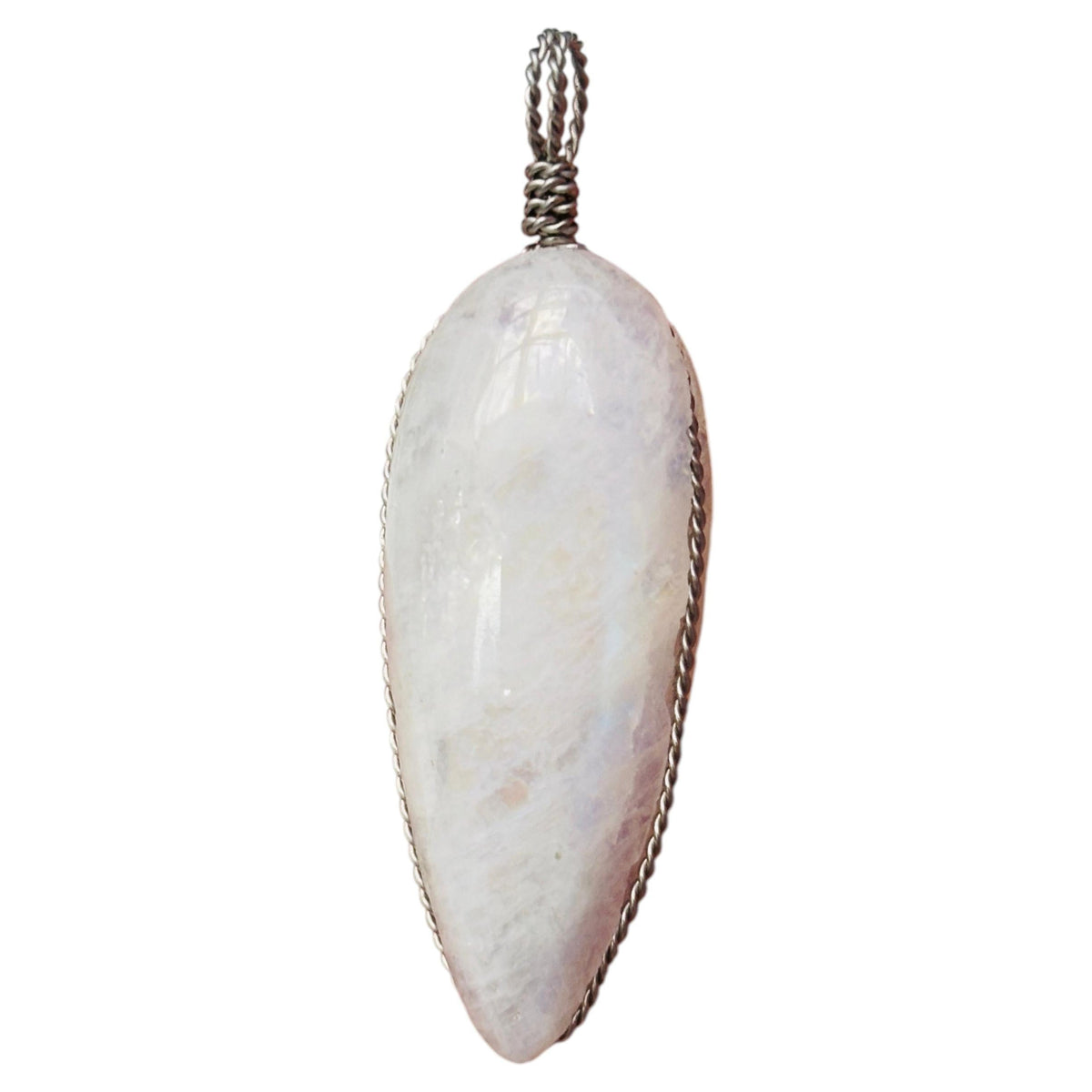 PRICE TO SELL, LARGE Pear shape moonshine pendant subtle blue glow, 1.50 inch