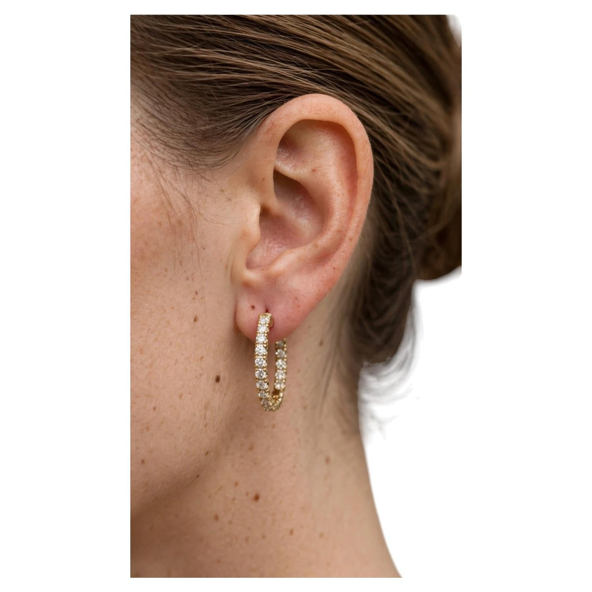 RARE OPPORTUNITY, 5.05 Carat Natural Diamond Hoops Earrings 14 Karat Yellow Gold