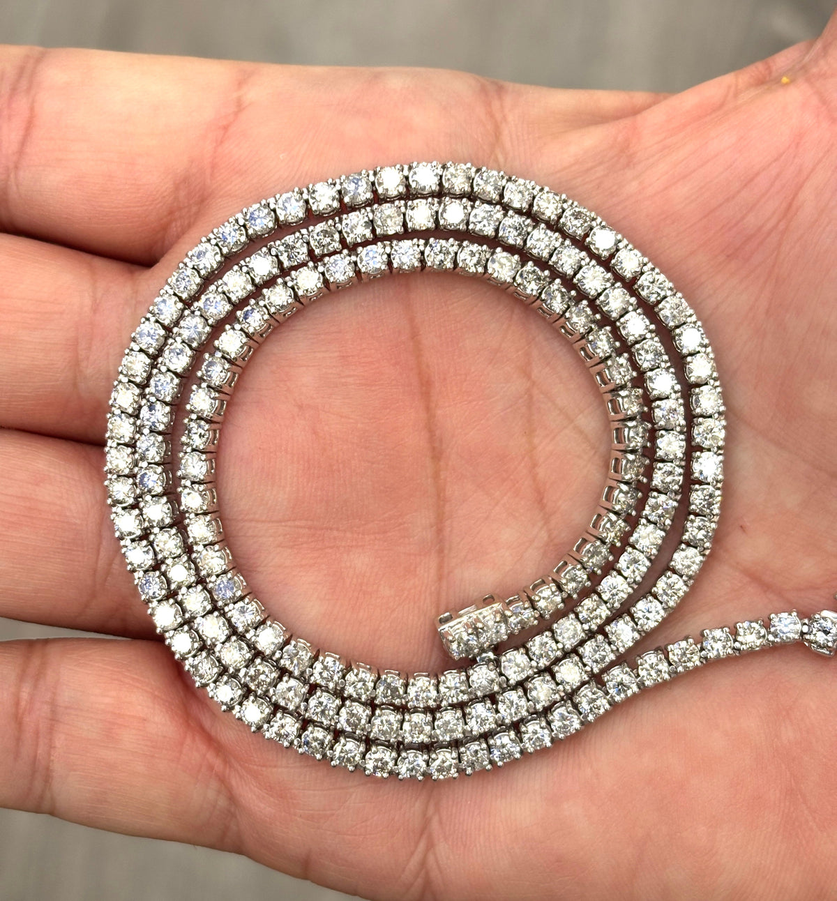 15.15 Ct Natural Diamond Tennis Necklace 14K White 21''