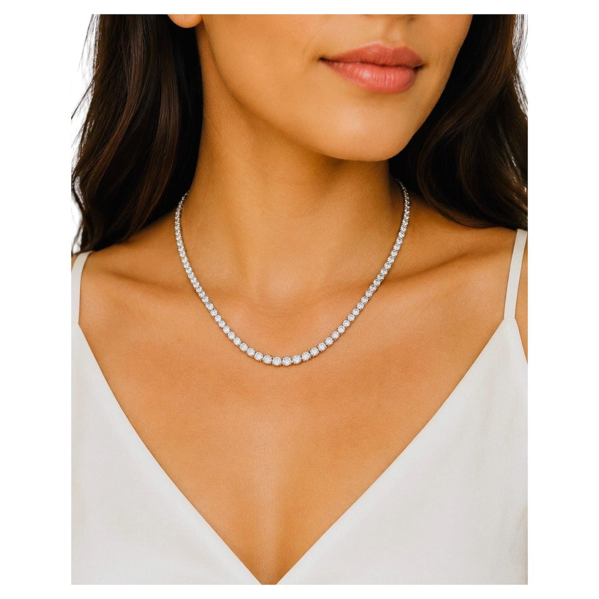 PRICE TO SELL- NO OFFERS, 6.05 ct Round Natural Diamond RIVIERA 14k White 17''
