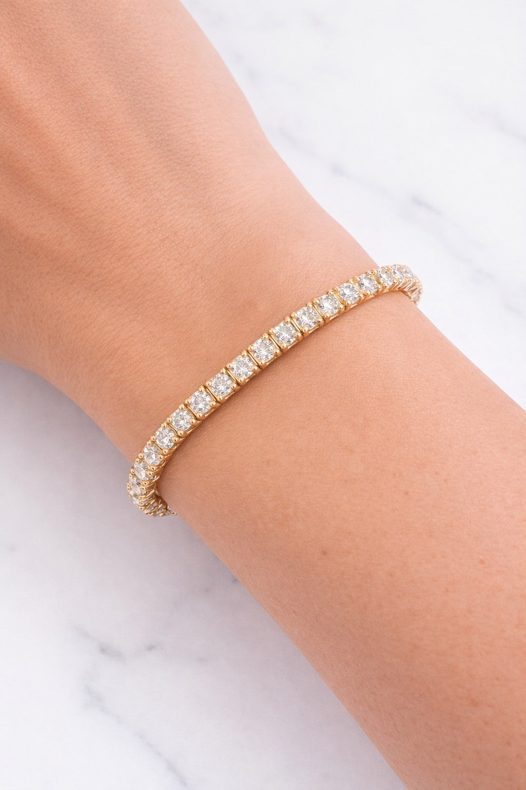 8.26 Ct Natural 14K Yellow Gold Flexible Diamond Bangle by Brillante Jewels