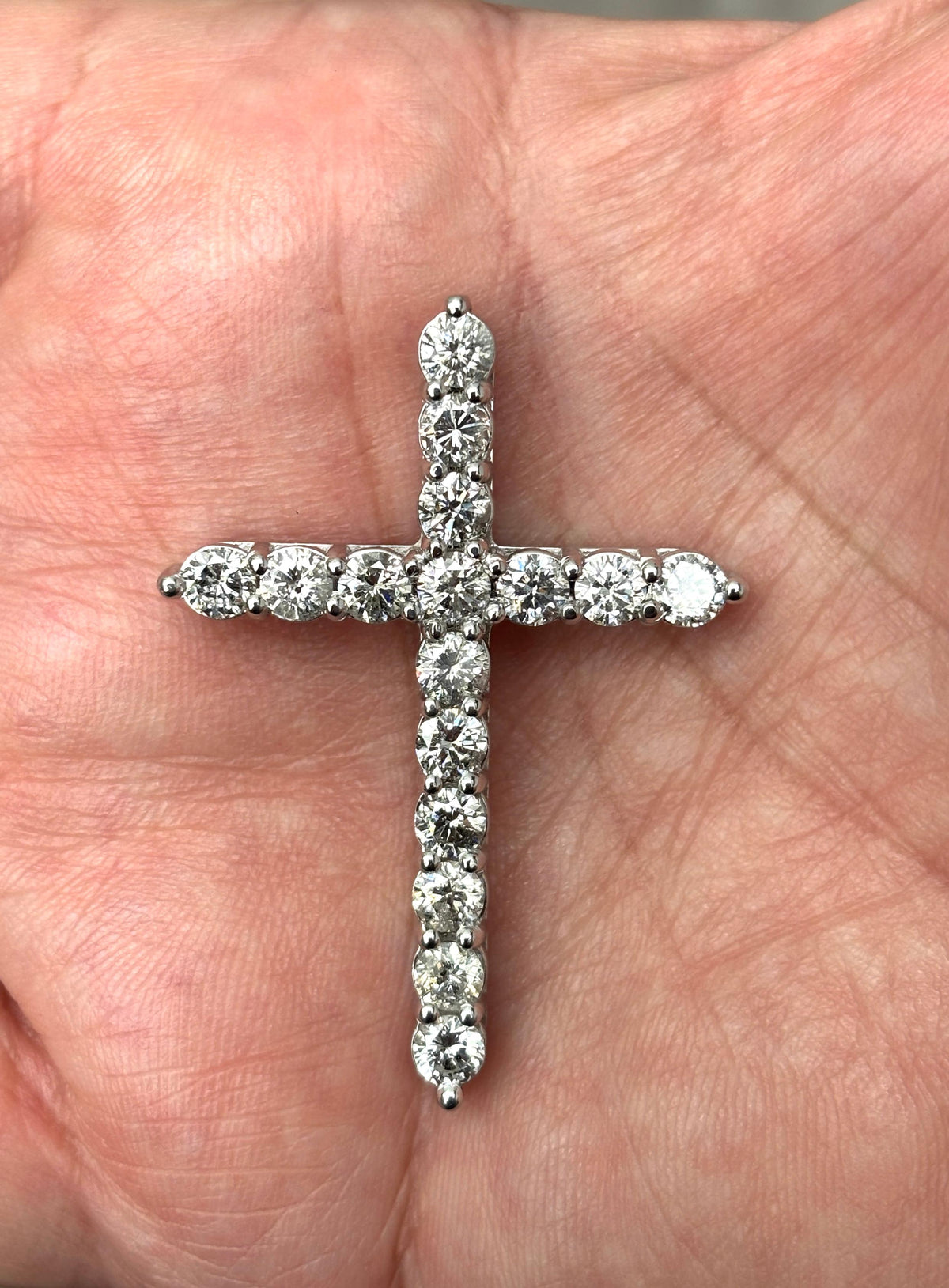WEEK-LONG BLOWOUT SALE, 5.25 Cts Natural Diamond Cross Pendant 14K White Gold