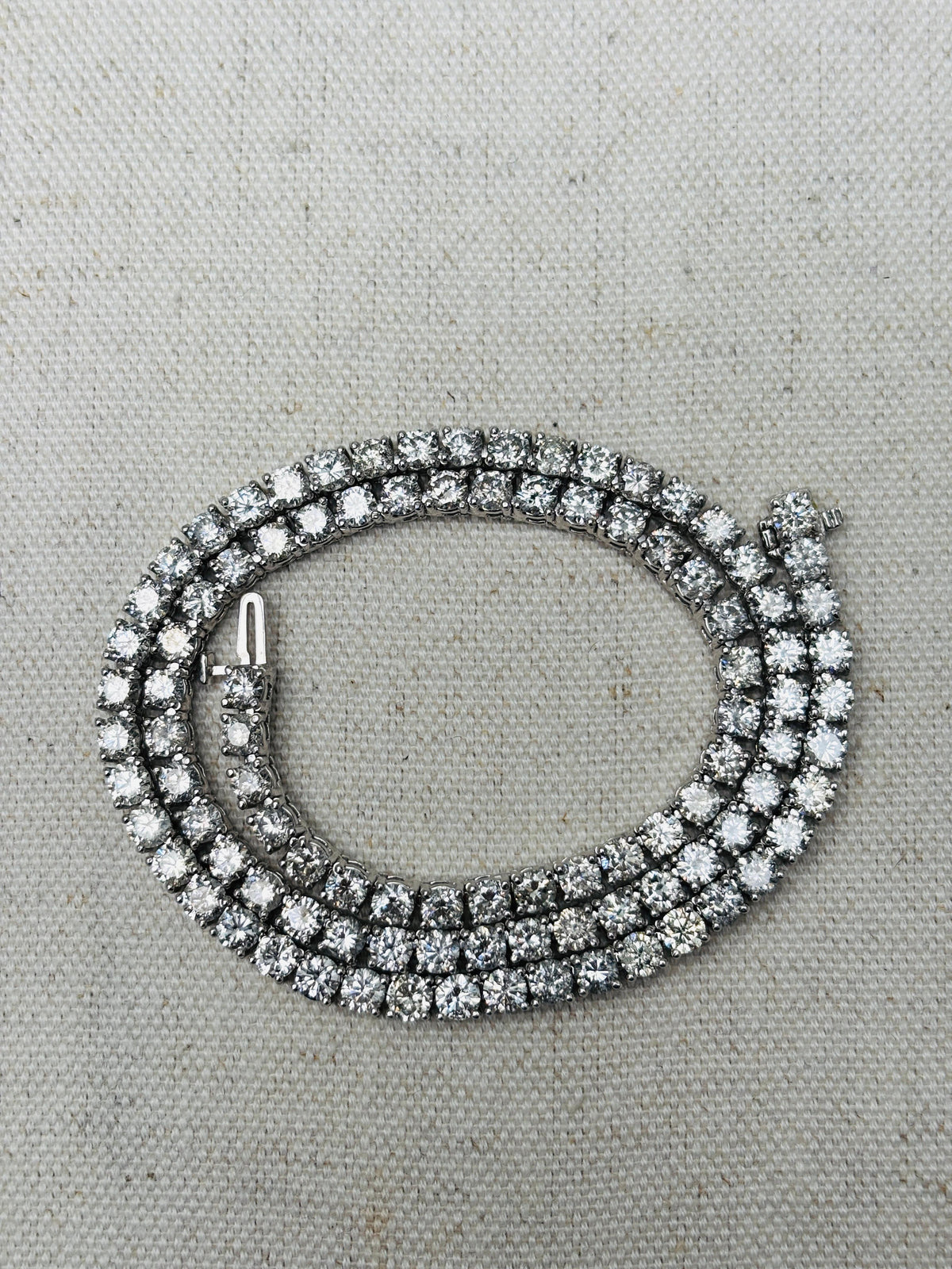 TRADE PRICING, 21.75 cts Natural Diamond Tennis Necklace 14k White Gold 16''