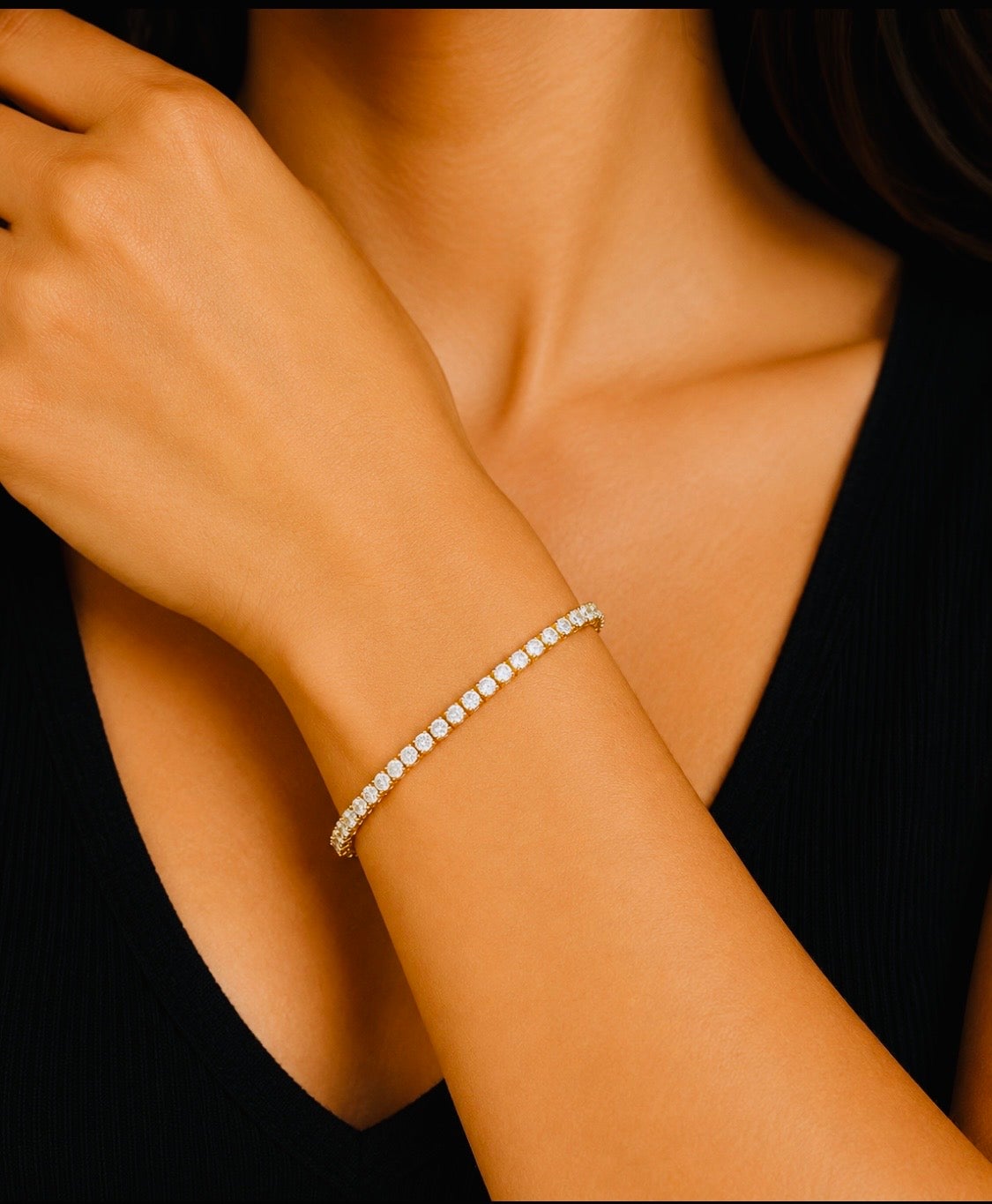 BLOWOUT SALE-NO OFFER, 18K YELLOW GOLD, 6.07 Ct Natural Diamond Tennis Bracelet