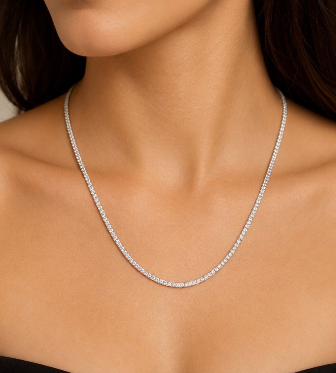 MONTH-LONG SALE, 15.06 CtsNatural Diamond Tennis Necklace 14K White 20''