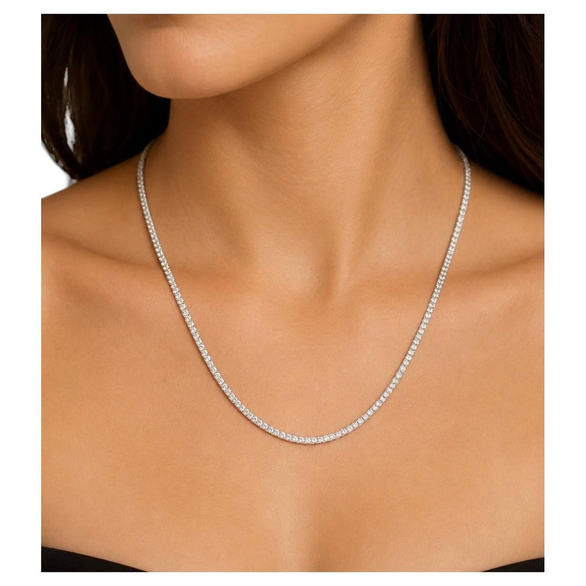 MONTH-LONG SALE, 15.06 CtsNatural Diamond Tennis Necklace 14K White 20''