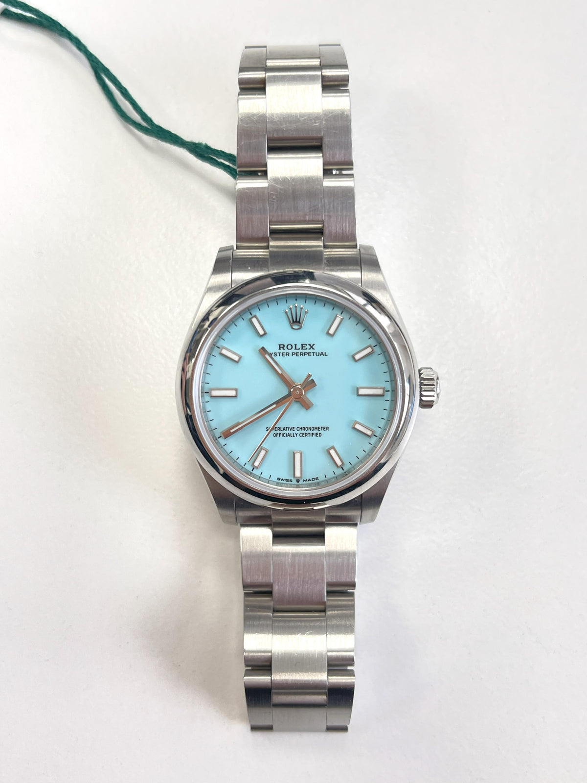 Rolex Oyster Perpetual 31mm Turquoise Blue Dial Steel Watch 277200