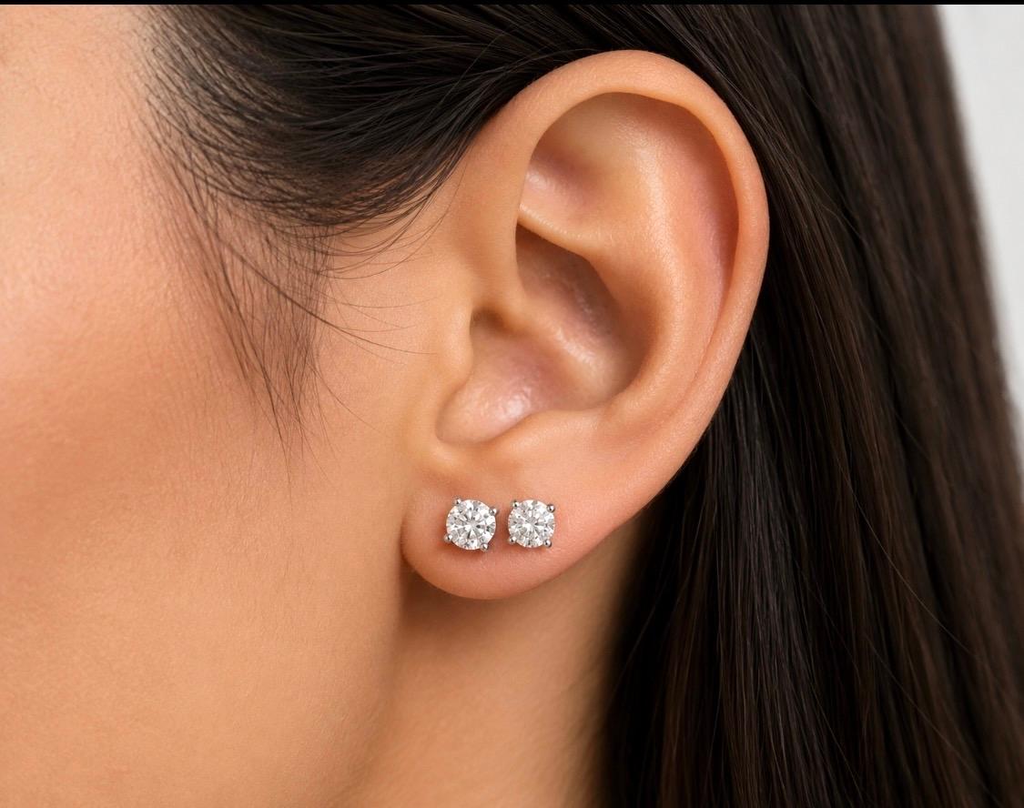 MONTH-LONG BLOWOUT SALE, 4.50 Carats Natural Diamond Studs 14 Karat White Gold