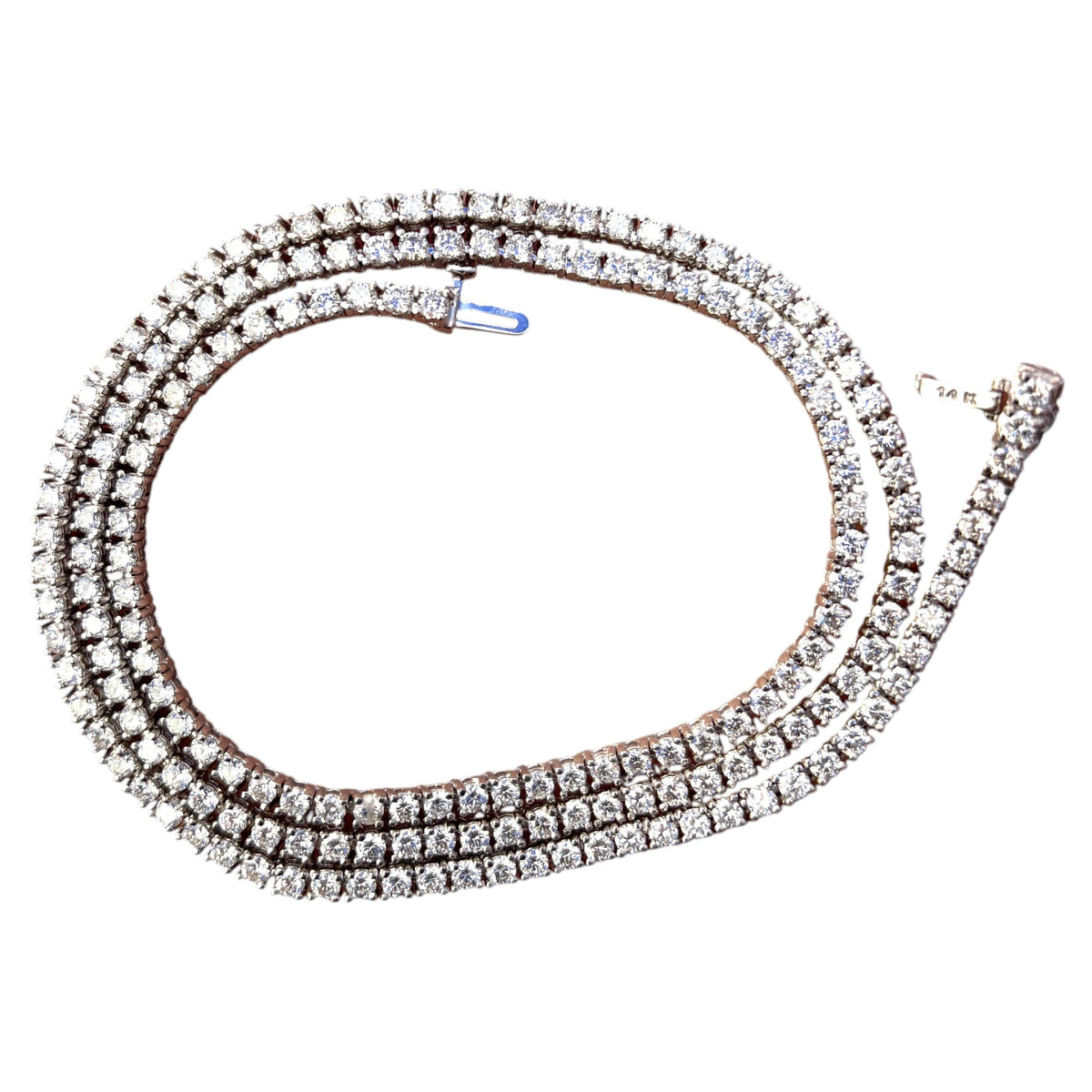 MONTH-LONG SALE, 13.60 CtsNatural Diamond Tennis Necklace 14K White 18''