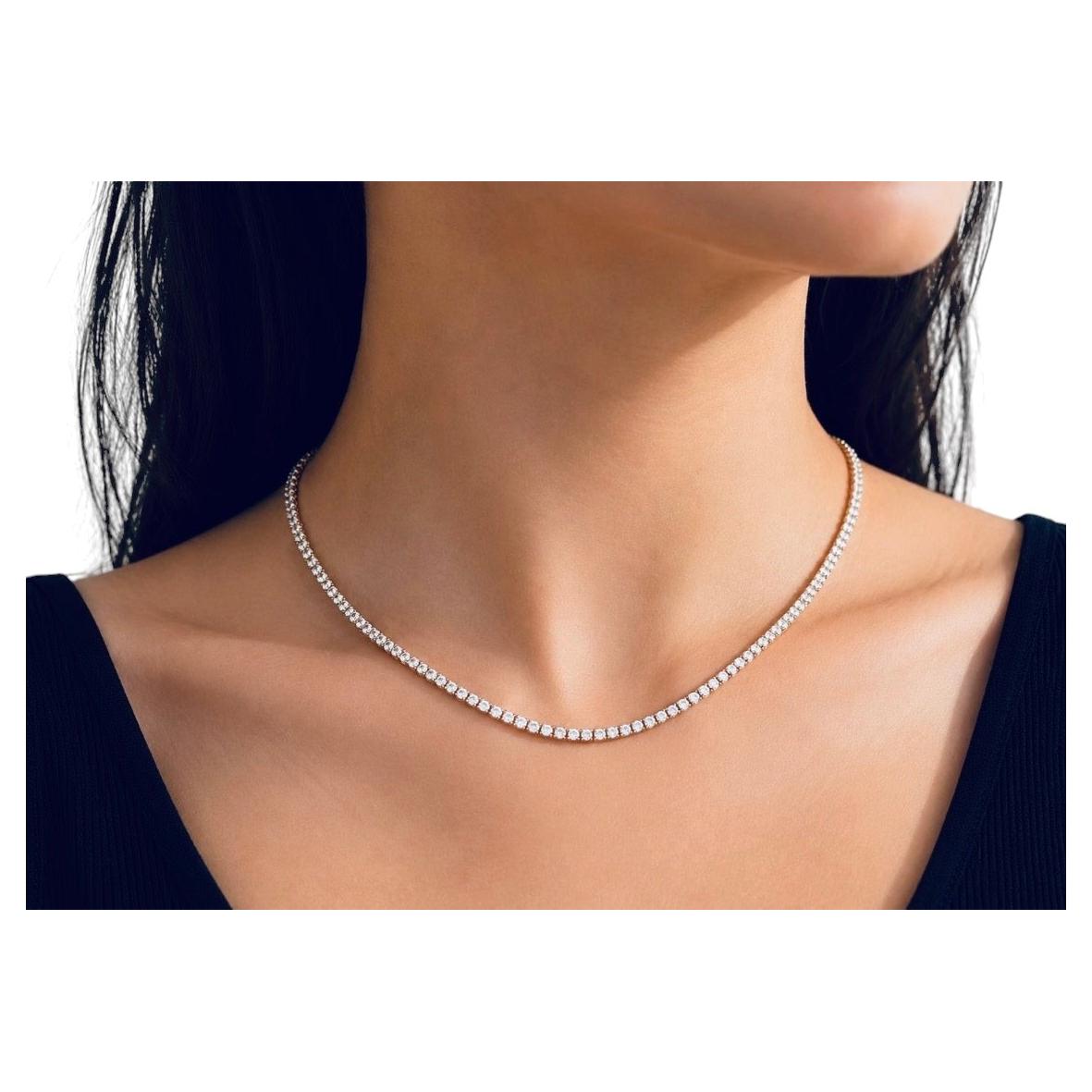 LUXURY CLOSEOUT, 12.10 Cts Natural Diamond Tennis Necklace 14K White 16''