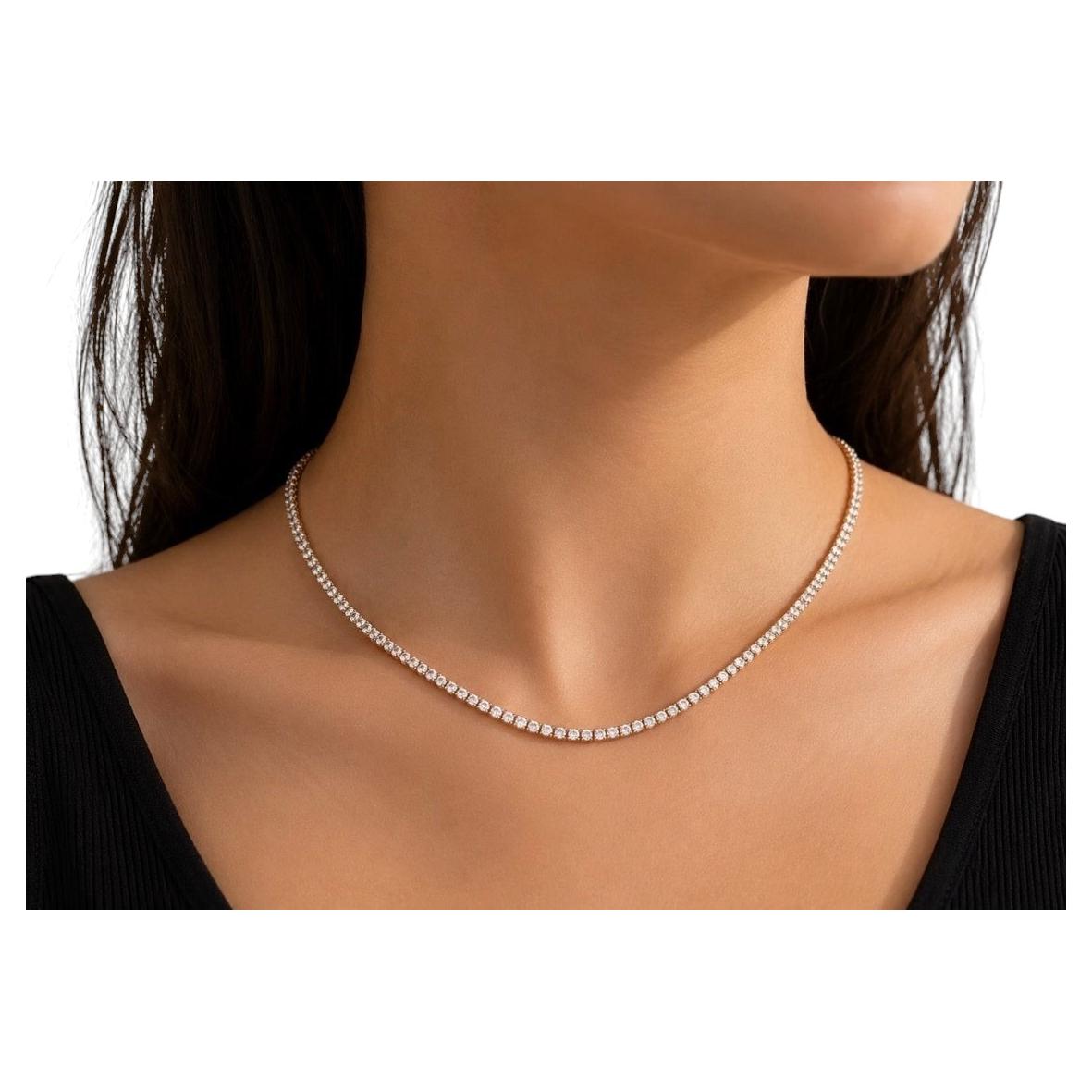 CLEARANCE SALE, 18.50 cts Natural Diamond Tennis Necklace 14K Yellow 18"