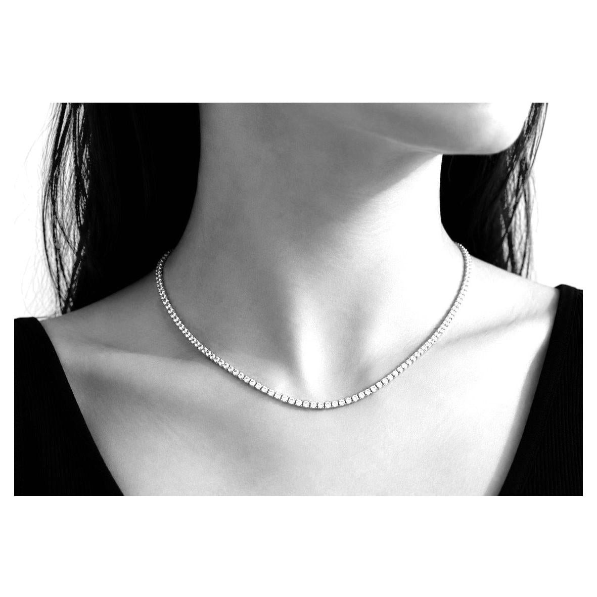 LUXURY CLOSEOUT, 12.10 Cts Natural Diamond Tennis Necklace 14K White 16''