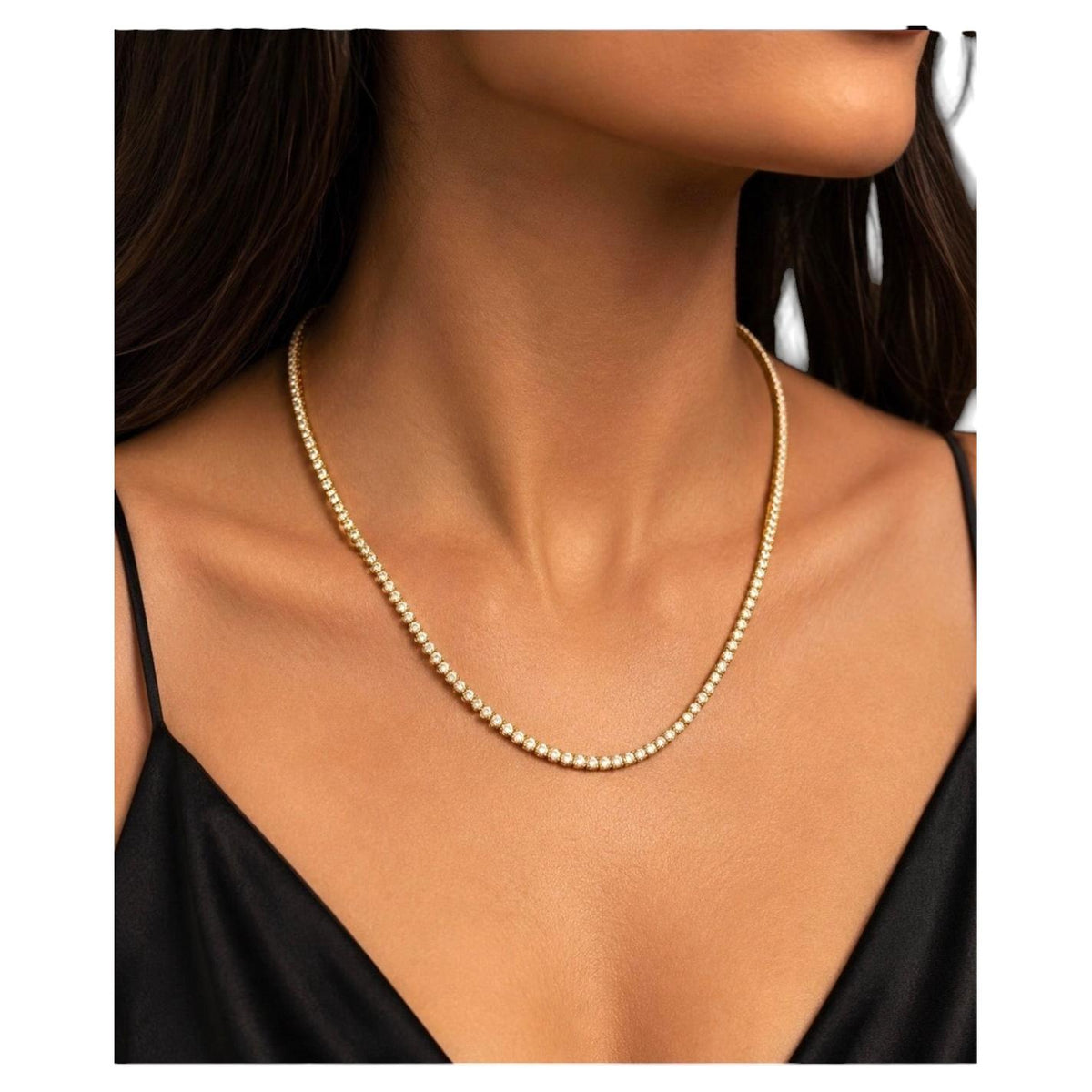 ELEGANT, 14.01 cts Natural Diamond Tennis Necklace 14K Yellow 18"