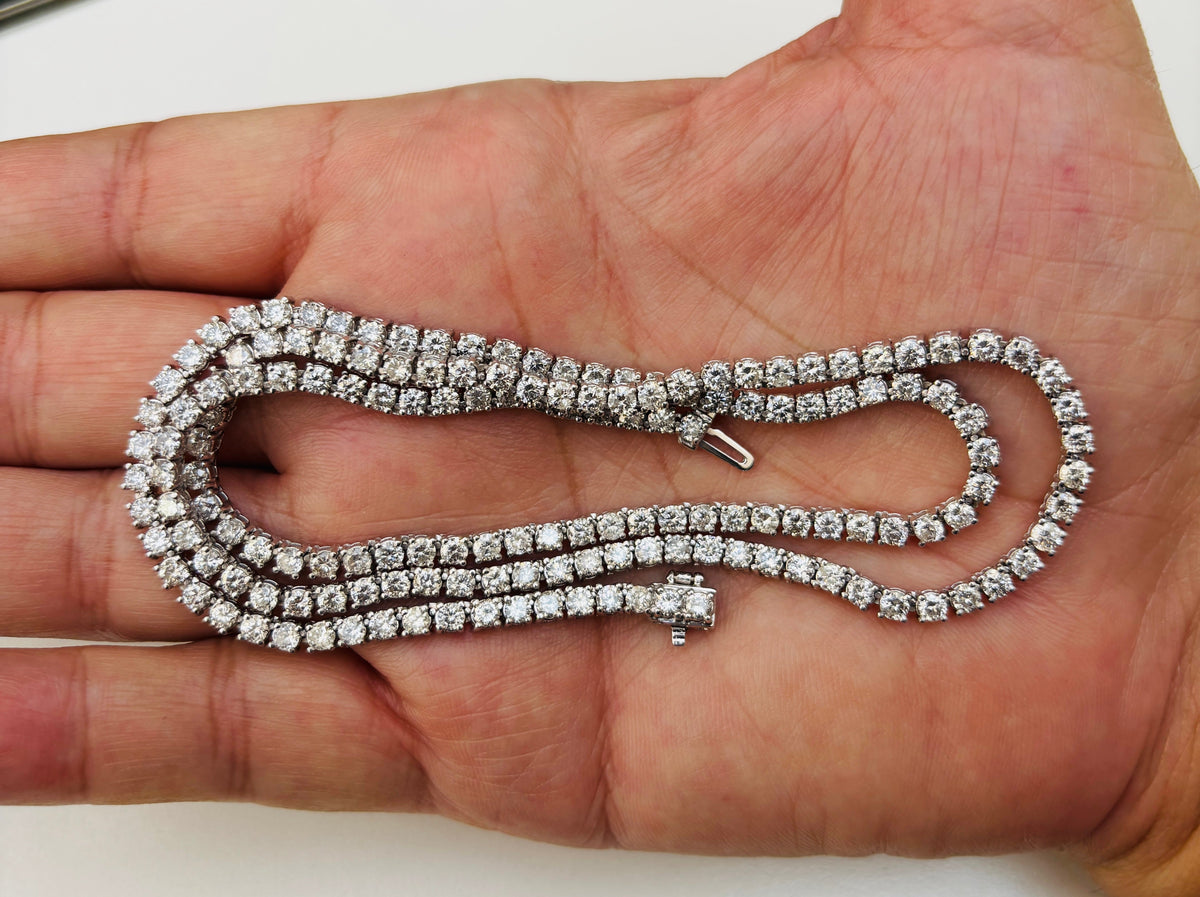 PRICE TO SELL- NO OFFERS, 16.55 ct Natural Diamond Tennis Necklace 14k White