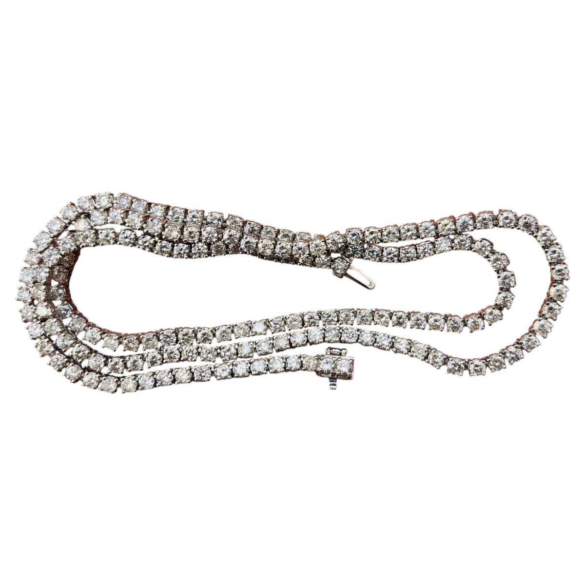 MONTH-LONG SALE, 13.60 CtsNatural Diamond Tennis Necklace 14K White 18''