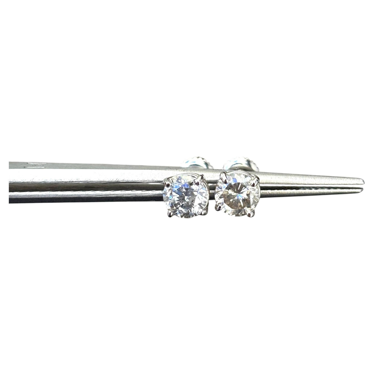 CLEARANCE, 1.56 ct Round Diamond Stud Earrings in 14K White Gold