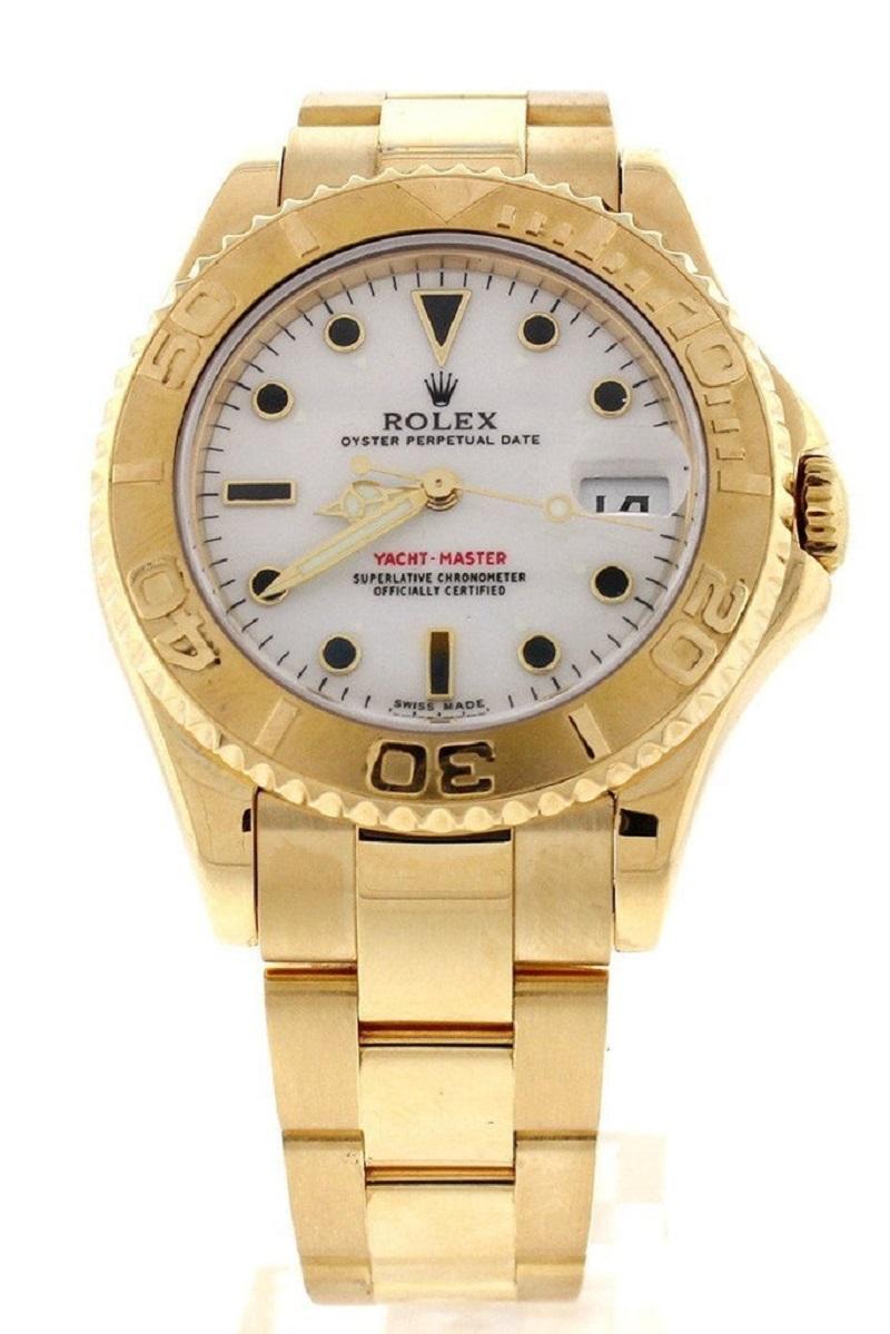FACTORY DISCOUNTINUED ROLEX Yacht-Master White Dial 18K Yellow Gold Watch