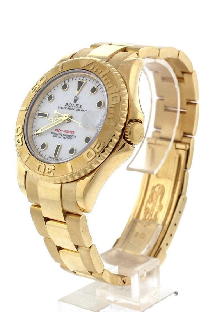 FACTORY DISCOUNTINUED ROLEX Yacht-Master White Dial 18K Yellow Gold Watch