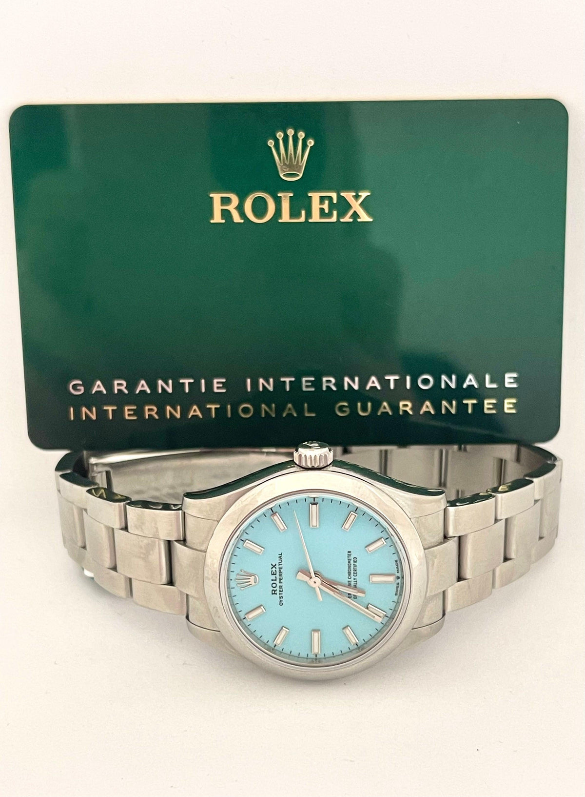 Rolex Oyster Perpetual 31mm Turquoise Blue Dial Steel Watch 277200