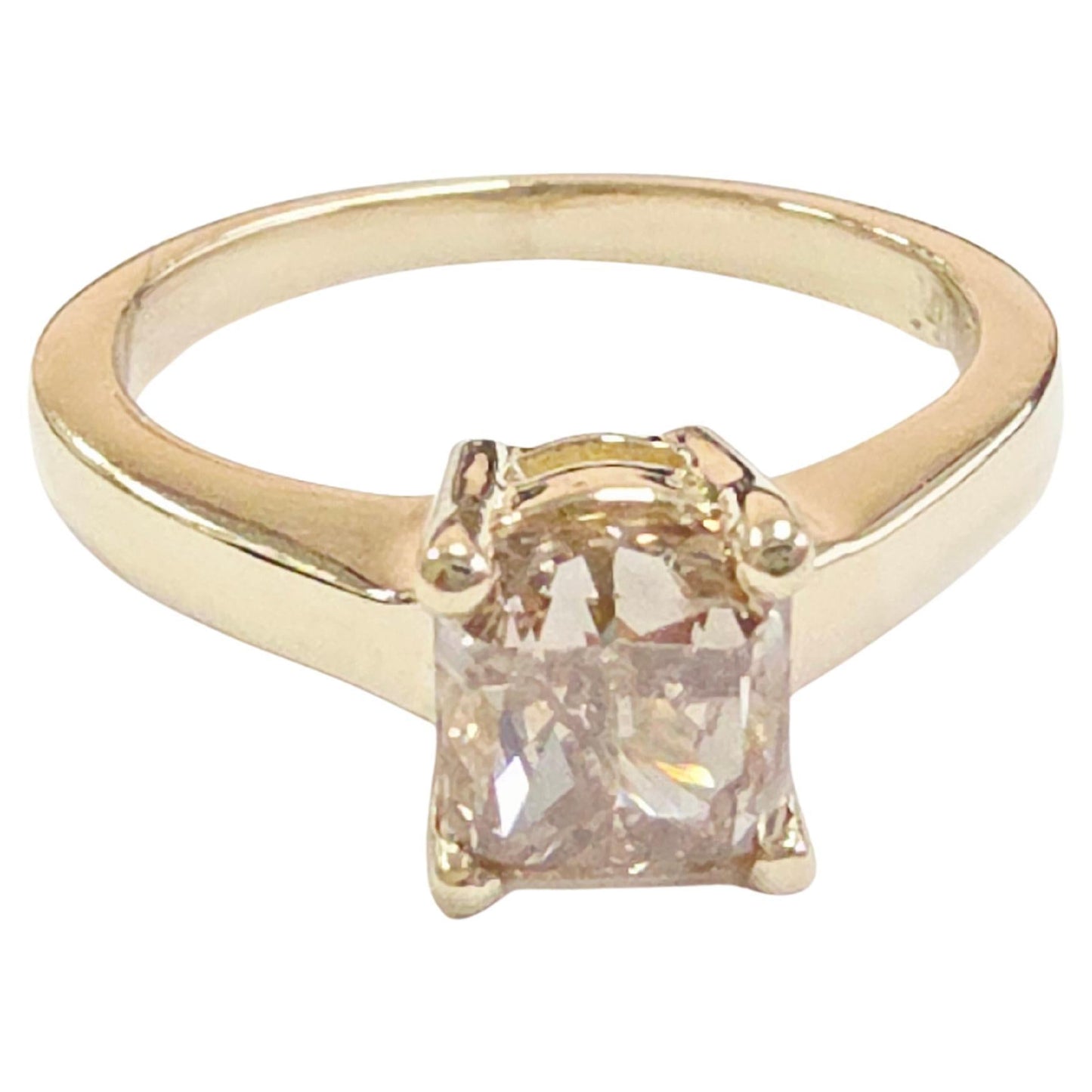 GIA 1.66 Carat Radiant Cut Fancy Brown-Yellow Diamond Solitaire Ring 14K Yellow Gold