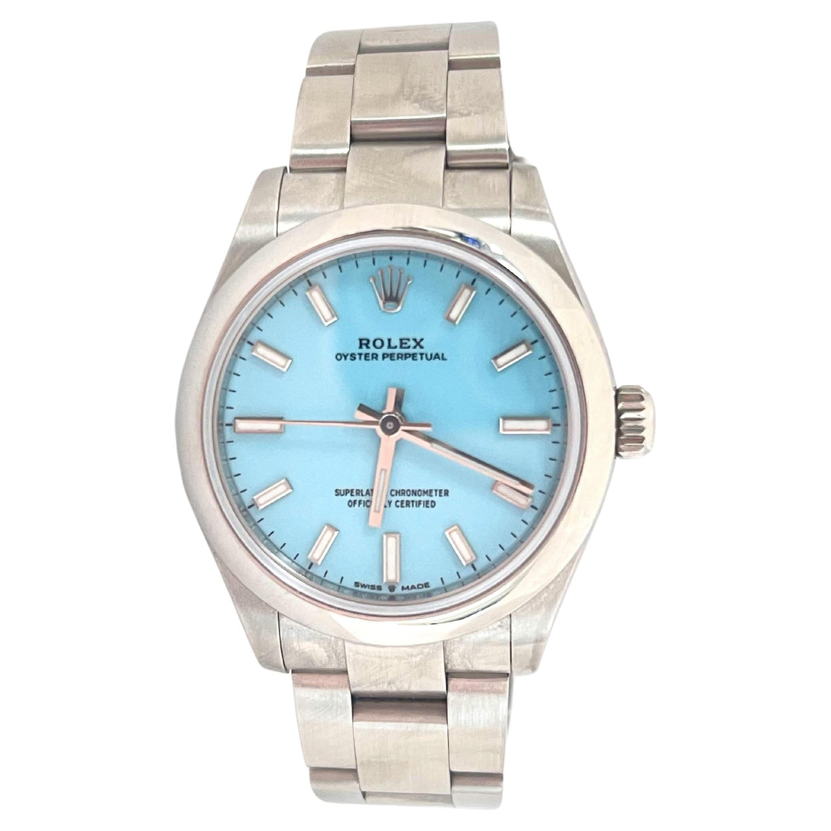 Rolex Oyster Perpetual 31mm Turquoise Blue Dial Steel Watch 277200