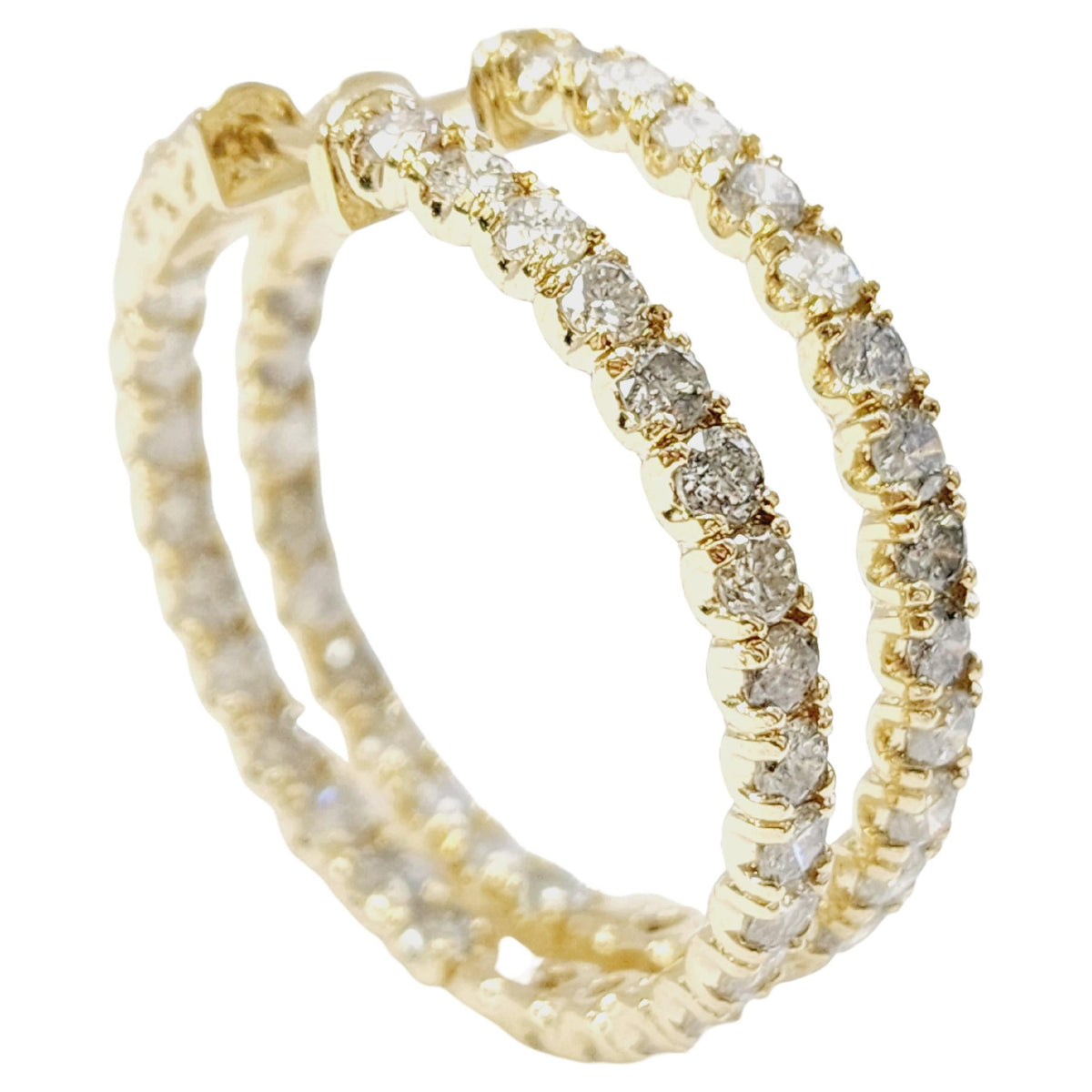 RARE OPPORTUNITY, 5.05 Carat Natural Diamond Hoops Earrings 14 Karat Yellow Gold