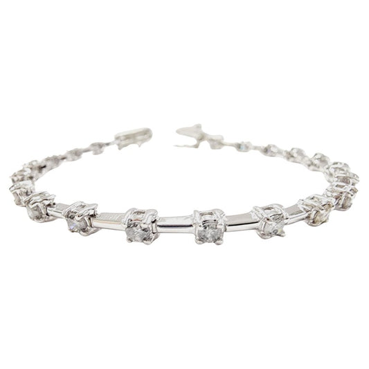 2.41 Carat Natural Diamond Bar Bracelet 14 Karat White Gold