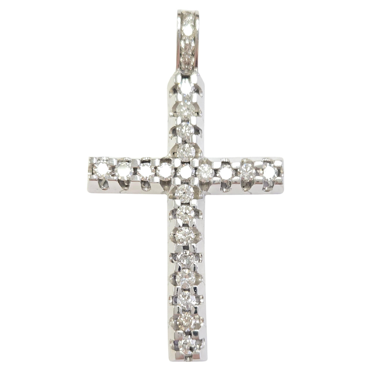Blowout Price -No offer, 5.50 ct Natural Diamond Cross Pendant in 14k White Gold