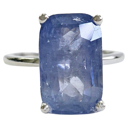 7.08 Carats Pastel Natural Sapphire Ring 14 Karat White Gold