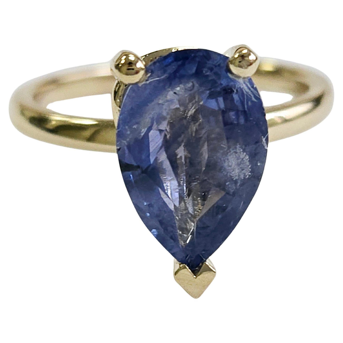 STOCK CLEARANCE, 3.10ct Pear Natural Sapphire Ring, 14k Yellow Gold