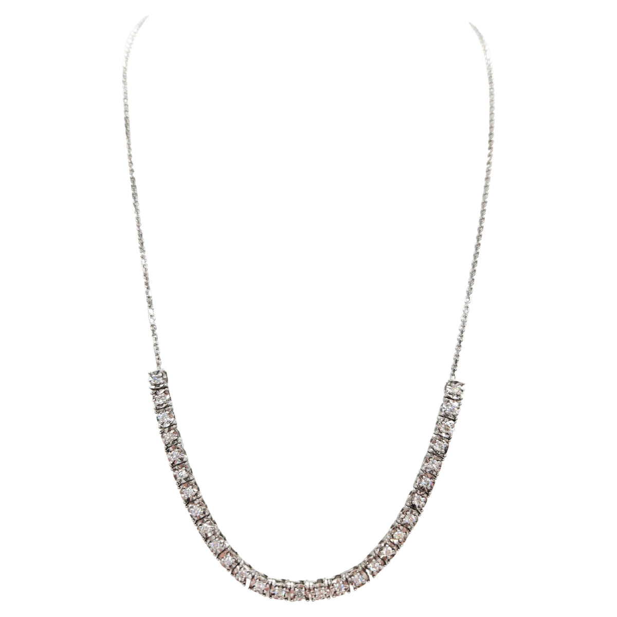 STOCK CLEARANCE, 0.82ct Diamond Mini Illusion Necklace in 14K White Gold 18"