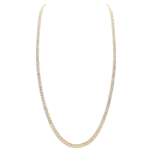16.10 Carat Natural Diamond Tennis Necklace in 14K Yellow Gold 22"